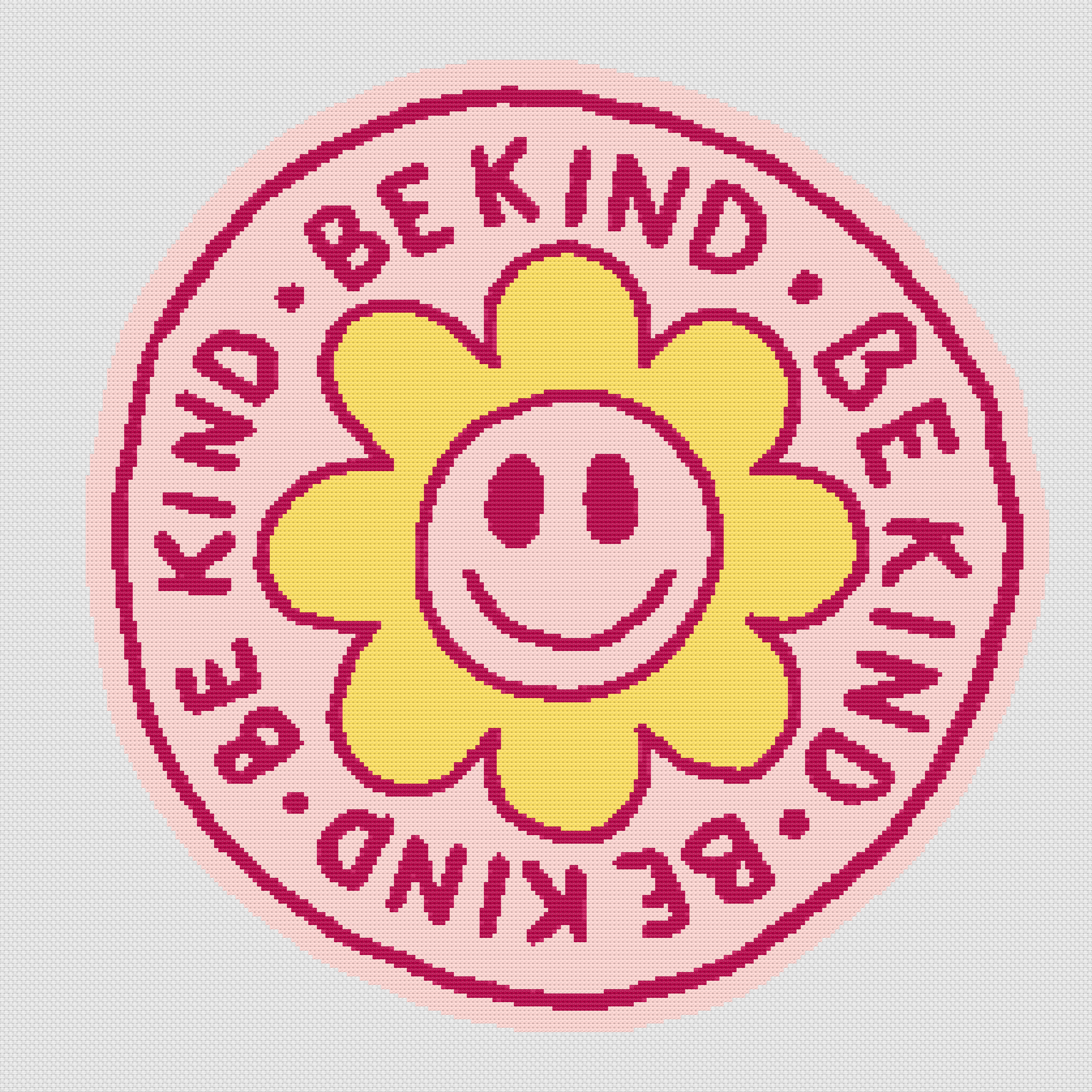 Be Kind – Retro Flower Cross Stitch Pattern